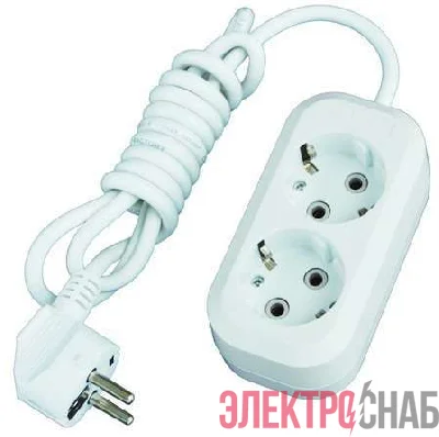 Удлинитель 2х2м с заземл. 16А IP20 Е-302 ПВС 3х1 АБС-пластик UNIVersal 9631972