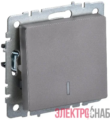 Выключатель 1-кл. СП BRITE ВС10-1-1-БрС 10А с индик. механизм сталь IEK BR-V10-1-10-K46