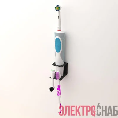 Держатель для хранения электрических зубных щеток и насадок монтаж без сверления черн. Rexant 38-0715