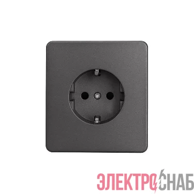 Розетка 1-м СП ROUND MIELE 16А с заземл. защ. шторки титан Kranz KR-78-0701-2