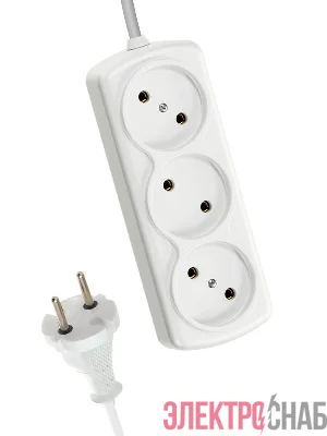 Удлинитель 3х1.5м 6А IP20 ПВС 2х0.75 КОСМОС YKsm1.5m-3g(6A)S