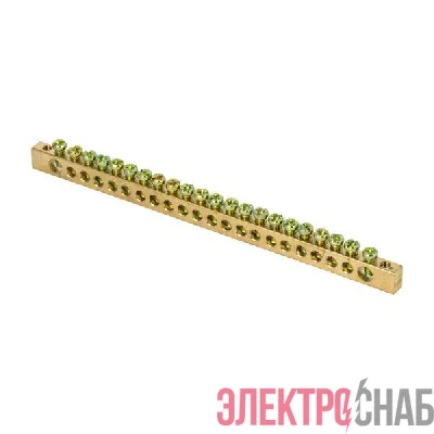 Шина PEN "ноль-земля" 8х12 22 отвер. латунь крепеж по краям PROxima EKF sn0-125-22-k