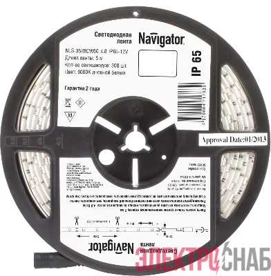 Лента светодиодная 71 763 NLS-3528CW60-4.8-IP65-12V R5 4.8Вт/м (уп.5м) Navigator 71763