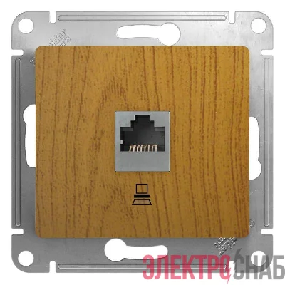 Розетка компьютерная 1-м СП Glossa RJ45 кат.5E механизм дерево дуб SE GSL000581K