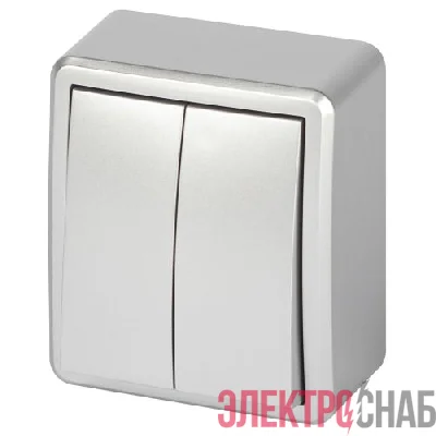 Выключатель 2-кл. ОП Эксперт 11-1204-03 IP20 10АХ-250В алюм. Эра Б0063035