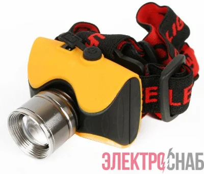 Фонарь налобный E157 (аккум. 220В CREE 3Вт пласт. бокс; желт.) Ultraflash 12351