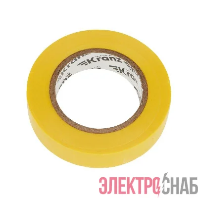 Изолента ПВХ 0.13х15мм 20м желт. (уп.10шт) Kranz KR-09-2602