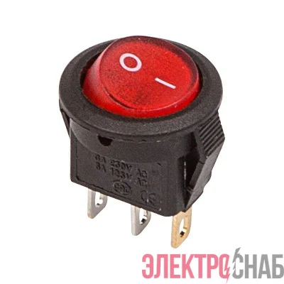 Выключатель клавишный круглый 250А 3А (3с) ON-OFF красн. с подсветкой Micro (RWB-106 SC-214) REXANT 36-2530