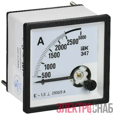 Амперметр Э47 2500/5А класс точн. 1.5 72х72мм IEK IPA10-6-2500-E