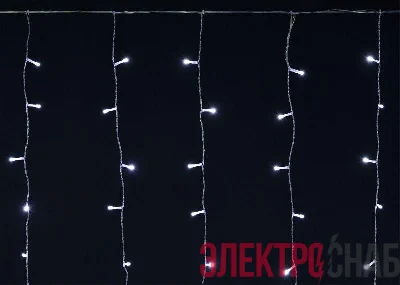Гирлянда "Бахрома" 4.5х0.7м 200LED бел. IP44 провод прозр. 230В транзит IEK LGDU301-2-200-L3-T-S-44