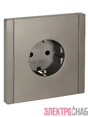 Розетка СП FORTE&PIANO FP515 16А с заземл. защ. шторки винт. крепл. сталь IEK FP-R14-16-K46