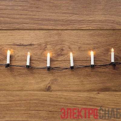 Гирлянда светодиодная "Свечи" 4м 20LED тепл. бел. 2Вт IP20 провод ПВХ темн. зел. Neon-Night 303-083