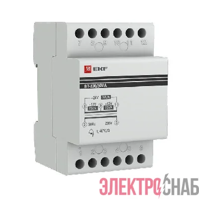 Трансформатор звонковый модульный BT-230В/12-12В 30ВА PROxima EKF bt-230/30va