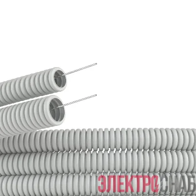 Труба гофрированная ПВХ гибкая тяжелая d25мм с протяжкой сер. (уп.50м) DKC 91525