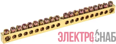 Шина PEN "земля-ноль" 8х12мм 20/1 (20групп/крепеж по центру) IEK YNN20-20-100