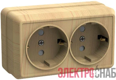 Розетка 2-м ОП Октава РС22-3-ОС 16А IP20 с заземл. сосна GENERICA ERO21-K03-16-DC
