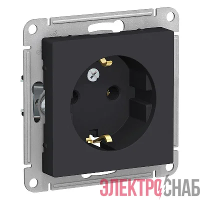 Розетка 1-м СП AtlasDesign 16А IP20 с заземл. механизм карбон SE ATN001043