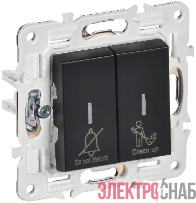 Выключатель 2-кл. SKANDY 10А SK-V16Bl для отелей с индикацией черн. IEK SK-V20-2-10-K02