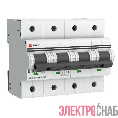 Выключатель автоматический модульный 4п D 100А 15кА ВА 47-125 PROxima EKF mcb47125-4-100D