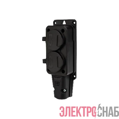 Розетка штепсельная двухместная влагозащ. с/з 16А IP54 каучук Rexant 111-112