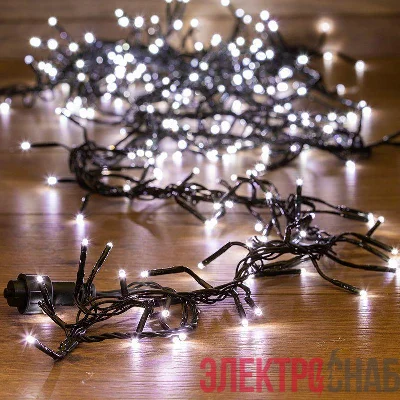 Гирлянда светодиодная "Кластер LED" 3м 288LED бел. 14Вт 220-240В IP20 провод ПВХ темн. зел. Neon-Night 303-625