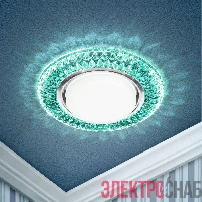 Светильник DK LD23 BL2/WH декор cо светодиодной подсветкой Gx53 бирюз. ЭРА Б0029629