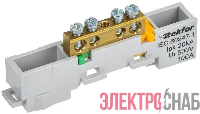 Шина PE "земля" неизол. на универс. держ. 6х9-4-Ж TEKFOR IEK TF-NN10-04-DL-K05