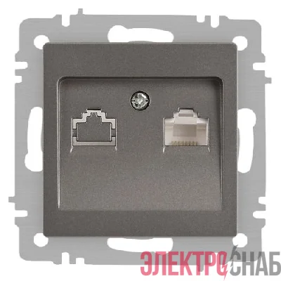 Розетка компьютерная 1-м СП Accent 6-303-09 RJ45 IP20 титан Intro Б0063642