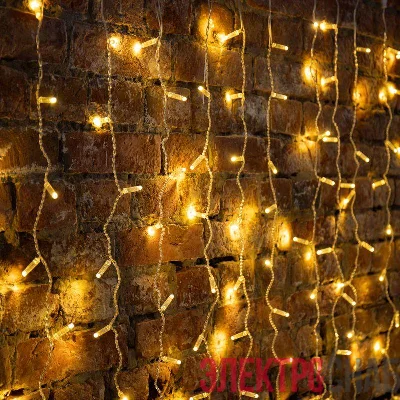 Гирлянда светодиодная "Светодиодный Дождь" 2х1.5м 192LED тепл. бел. 58Вт 230В IP65 постоян. свечение провод прозр. (нужен шнур питания 303-500-1) Neon-Night 235-306-6