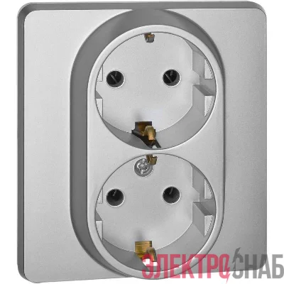 Розетка Inspiria 16А 250В 2х2P+E немецк. стандарт алюм. IEK 673752