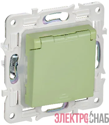 Розетка 1-м SKANDY 16А IP44 с заземл. защ. шторки с крышкой SK-R11G мятный IEK SK-R16-16-44-K06