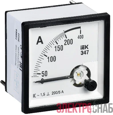 Амперметр Э47 96х96мм 200/5А кл. точн. 1.5 IEK IPA20-6-0200-E