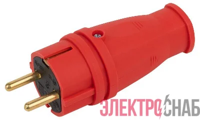 Вилка VX10-R-IP44 16А IP44 прямая с заземл. каучук красн. ЭРА Б0055415