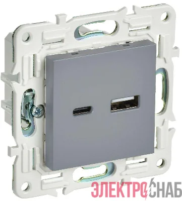 Розетка USB A+C 18Вт SKANDY SK-R13Gr сер. IEK SK-U22-018-K03
