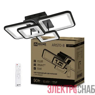 Светильник светодиодный ELEGANT ARISTO-B 90Вт 230В 3000-6500К 7000лм 535х370х151мм пульт ДУ черн. IN HOME 4690612047294