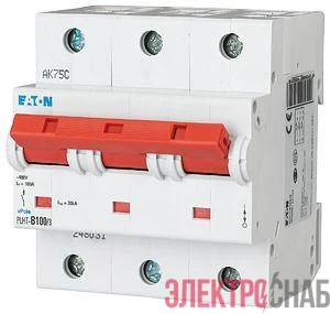 Выключатель автоматический модульный 3п C 100А 20кА PLHT-C100/3 EATON 248040