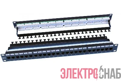 Патч-панель 19дюйм 1U RJ45 кат.6 24 порта Dual IDC ROHS PP3-19-24-8P8C-C6-110D черн. Hyperline 246107