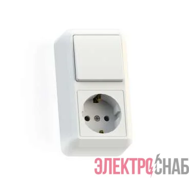 Блок комбинированный ОП БКВР-405 Оптима (1-кл. выкл. + розетка с заземл.) бел. Кунцево 8064