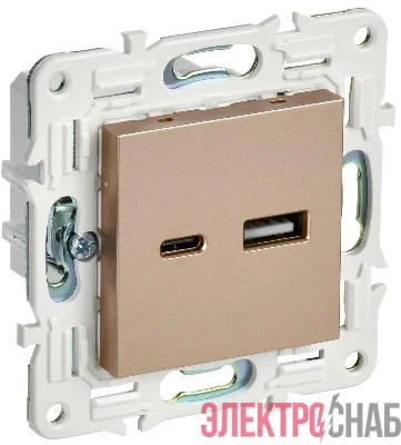 Розетка USB A+C 3.1А SKANDY SK-R14Sa песочн. IEK SK-U22-D31-K98