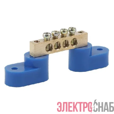 Шина N "ноль" на двух угловых изоляторах ШНИ-6х9-4-У2 NO-222-54 син. (уп.20шт) ЭРА Б0033434