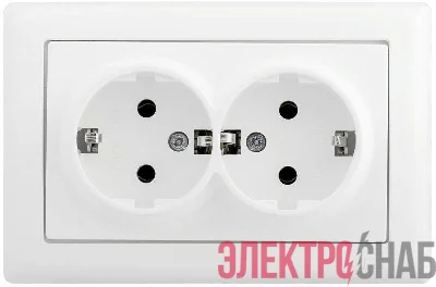 Розетка 2-м СП Bolero РС21-1-0-ББ 16А IP20 с заземл. бел. IEK ERB29-K01-16
