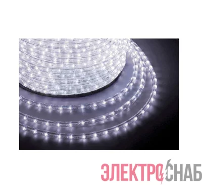 Шнур светодиодный Дюралайт фиксинг круглый 13мм бел. 2.4Вт/метр 220В IP54 (уп.100м) NEON-NIGHT 121-125