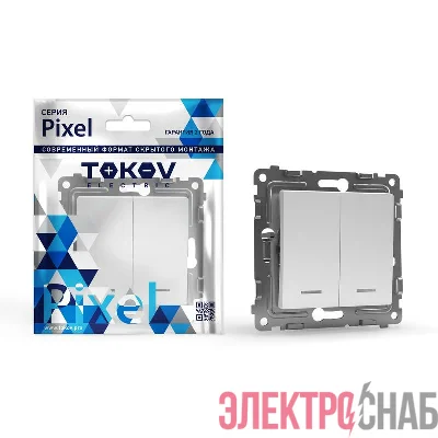 Выключатель 2-кл. СП Pixel 10А IP20 с индикатором механизм бел. TOKOV ELECTRIC TKE-PX-V2I-C01