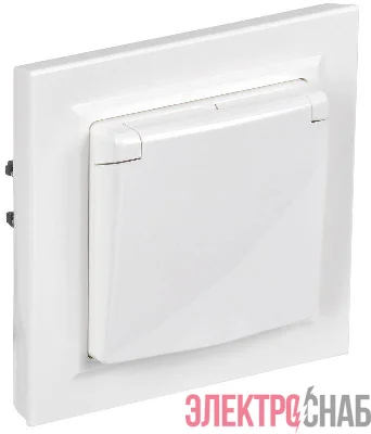 Розетка с крышкой Brite 16А IP44 РСбш10-3-44-БрБ механизм бел. в сб. IEK BR-R16-16-44-K01-F-PRO
