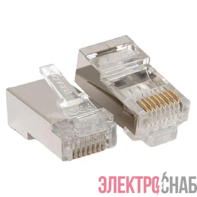Коннектор RJ45 (8P8C) кат.6 экранир. 30мкд (уп.20шт) TERACOM PRO EKF TRP-PLUG-6FTP-20