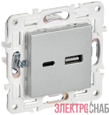 Розетка USB A+C 3.1А SKANDY SK-R14S серебр. IEK SK-U22-D31-K23