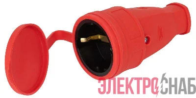 Розетка RX10-R-IP44 16А IP44 прямая с заземл. каучук красн. ЭРА Б0055419