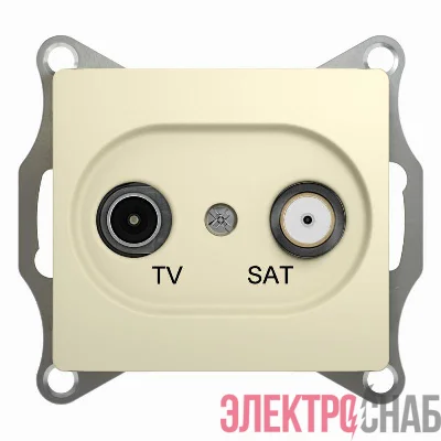 Розетка телевизионная проходная TV/SAT 1-м СП Glossa 4дБ механизм беж. SE GSL000298