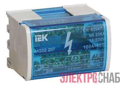 Шина на DIN-рейку в корпусе (кросс-модуль) ШНК 2х7 L+PEN IEK YND10-2-07-100