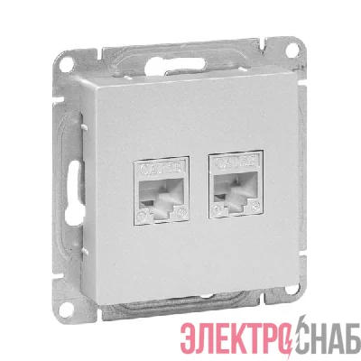 Розетка компьютерная 2-м СП Эпика RJ45 кат.5 механизм алюм. EKF UP1-SOA-2RJ45-5